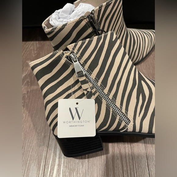 WORTHINGTON BROOKDALE ZEBRA PRINT ANKLE BOOT MEMORY FOAM - Picture 7 of 10